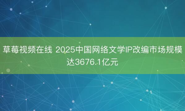 草莓视频在线 2025中国网络文学IP改编市场规模达3676.1亿元