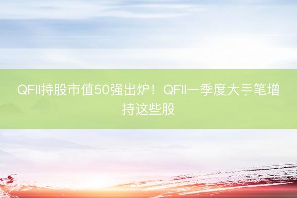 QFII持股市值50强出炉！QFII一季度大手笔增持这些股