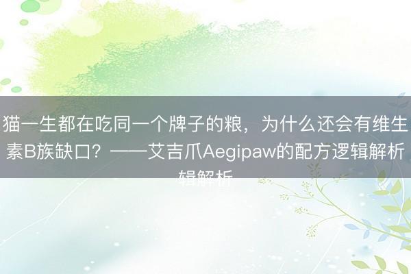 猫一生都在吃同一个牌子的粮，为什么还会有维生素B族缺口？——艾吉爪Aegipaw的配方逻辑解析