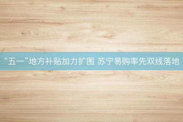 “五一”地方补贴加力扩围 苏宁易购率先双线落地