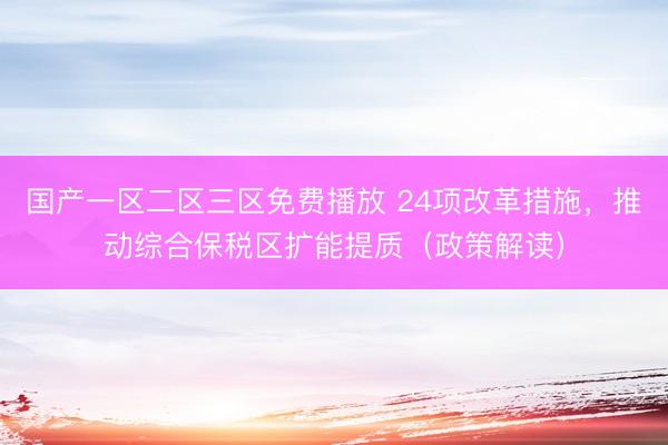 国产一区二区三区免费播放 24项改革措施，推动综合保税区扩能提质（政策解读）
