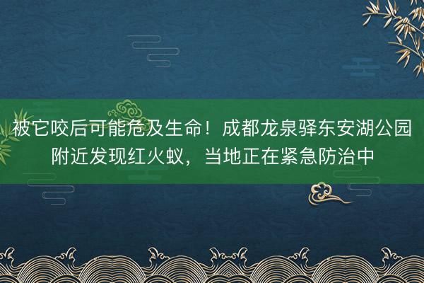 被它咬后可能危及生命!成都龙泉驿东安湖公园附近发现红火蚁,当地正在紧急防治中