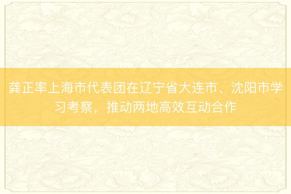 龚正率上海市代表团在辽宁省大连市、沈阳市学习考察，推动两地高效互动合作