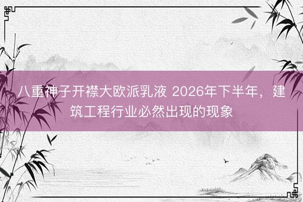 八重神子开襟大欧派乳液 2026年下半年，建筑工程行业必然出现的现象