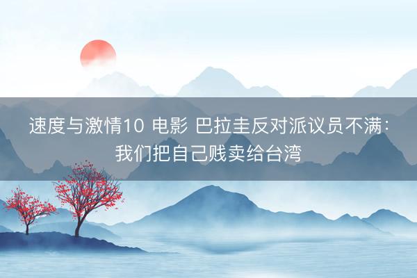 速度与激情10 电影 巴拉圭反对派议员不满:我们把自己贱卖给台湾