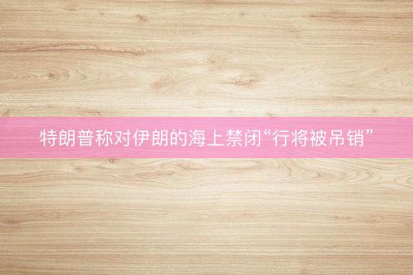 特朗普称对伊朗的海上禁闭“行将被吊销”