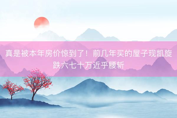 真是被本年房价惊到了！前几年买的屋子现凯旋跌六七十万近乎腰斩