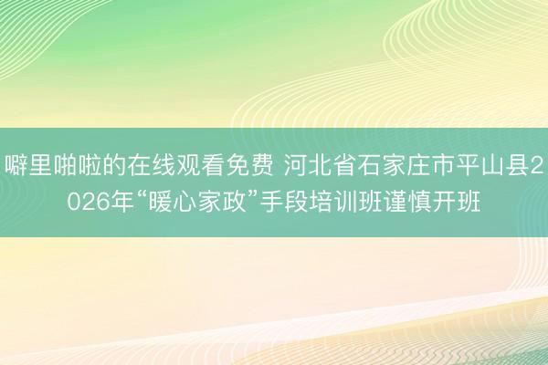 噼里啪啦的在线观看免费 河北省石家庄市平山县2026年“暖心家政”手段培训班谨慎开班