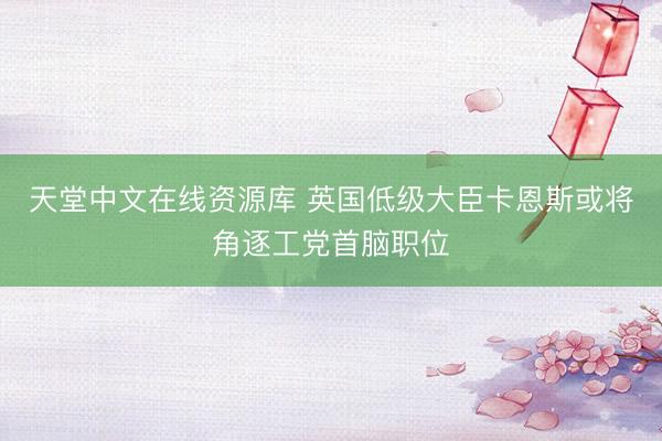 天堂中文在线资源库 英国低级大臣卡恩斯或将角逐工党首脑职位