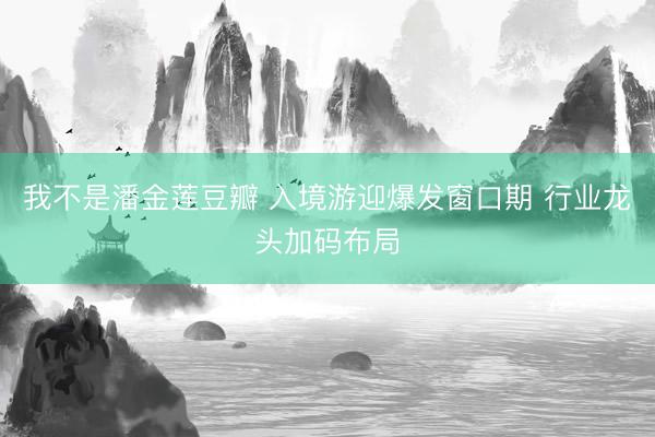 我不是潘金莲豆瓣 入境游迎爆发窗口期 行业龙头加码布局