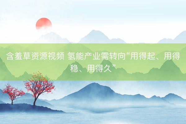 含羞草资源视频 氢能产业需转向“用得起、用得稳、用得久”