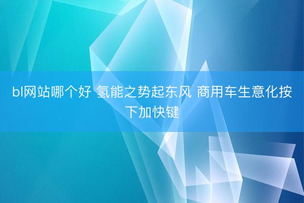 bl网站哪个好 氢能之势起东风 商用车生意化按下加快键