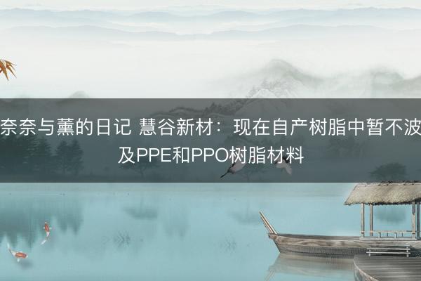 奈奈与薰的日记 慧谷新材：现在自产树脂中暂不波及PPE和PPO树脂材料