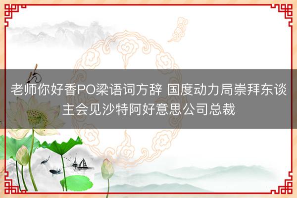 老师你好香PO梁语词方辞 国度动力局崇拜东谈主会见沙特阿好意思公司总裁