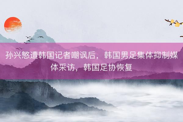 孙兴慜遭韩国记者嘲讽后，韩国男足集体抑制媒体采访，韩国足协恢复