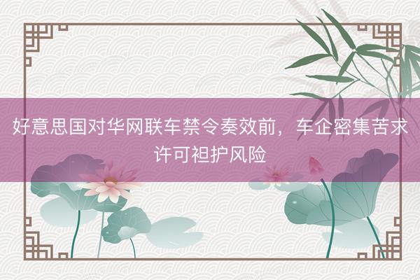 好意思国对华网联车禁令奏效前，车企密集苦求许可袒护风险