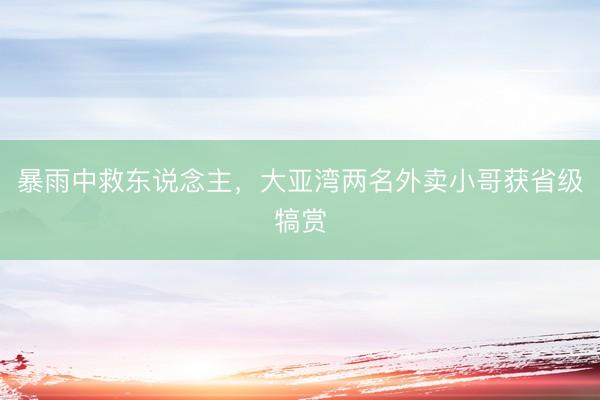 暴雨中救东说念主，大亚湾两名外卖小哥获省级犒赏